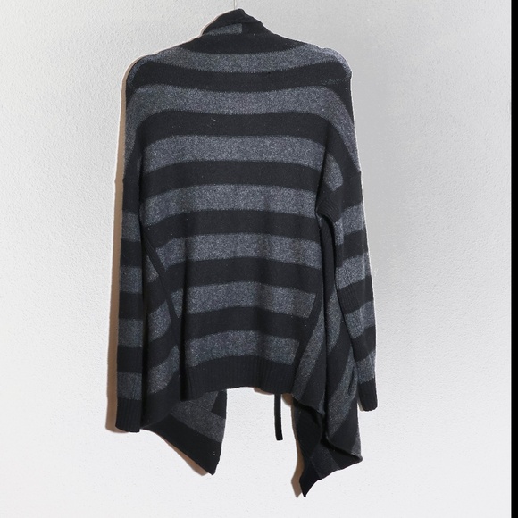 Vince Gray Striped Cashmere Alpaca Wool Open Front Wrap Cardigan SIZE S - Picture 8 of 11
